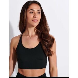 Girlfriend Collective Black Cleo Halter Crop Top Racerback Bra Size‎ M